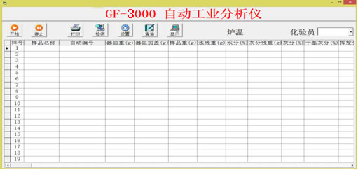 工业分析仪器软件操作界面