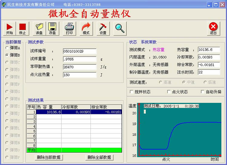 双控量热仪标定界面